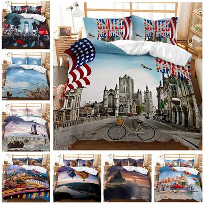 eBay3D Digital Printing Urban Landscape Quilt Cover Bedding Grinding Three-piece Set