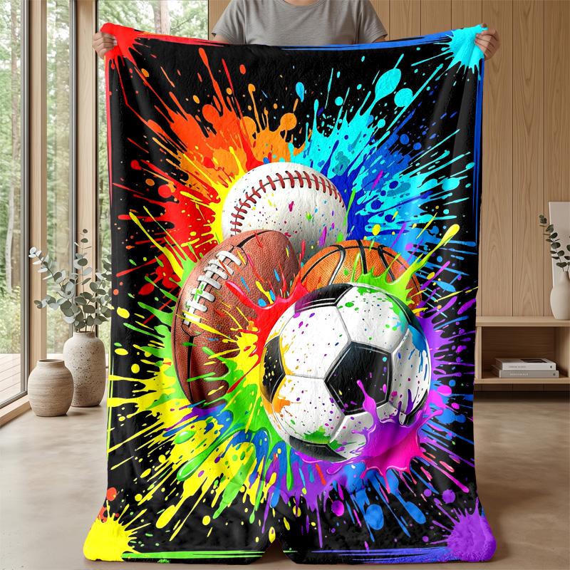 Sports Ball Pattern Theme blanket Lightweight Warm Flannel Blanket Decorative Throw Blanket for Home Decoration