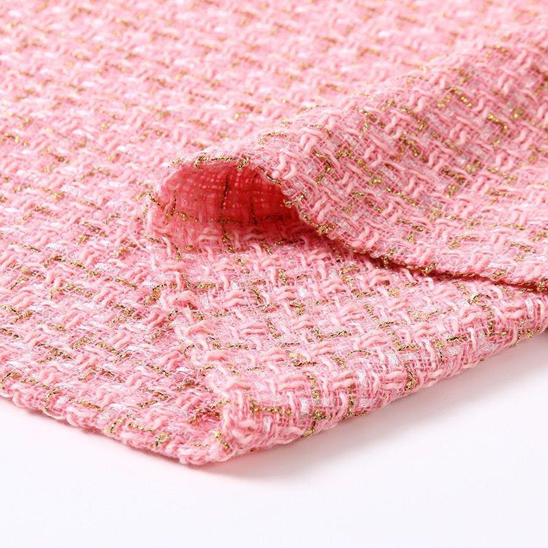 Gold Thread Plaid Fabric for DIY Handmade Bouquets and Bags