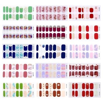 Semi-gehärtete Gel-Nagellack-Sticker Modedesign Klassische Streifen Wasserdicht Klebend Vollständige Wraps Gel-Nagelkunst-Sticker