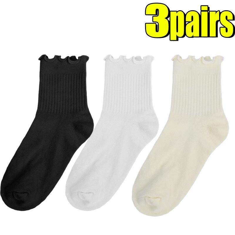 2-20pcs Women Spring and Autumn Stocking Pure Cotton Edge Stacked Socks Ins Trendy White Non Legging Sweating Socks