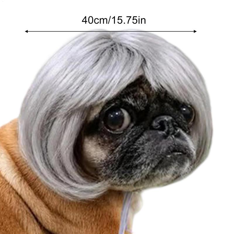 Cat Wigs Funny Adjustable Human-Style Bangs Pet Costume Party Pet Bob Wigs For Small Medium Large Breeds Halloween Holiday Party