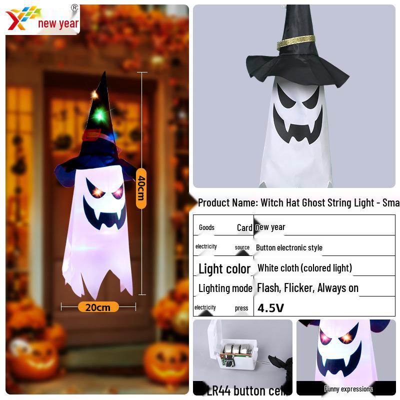 Glowing Halloween Wizard Hat LED String Lights for Outdoor Decorations