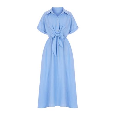 Sally Shirt Collar Short Sleeve Long Dress_I6B-Cop026