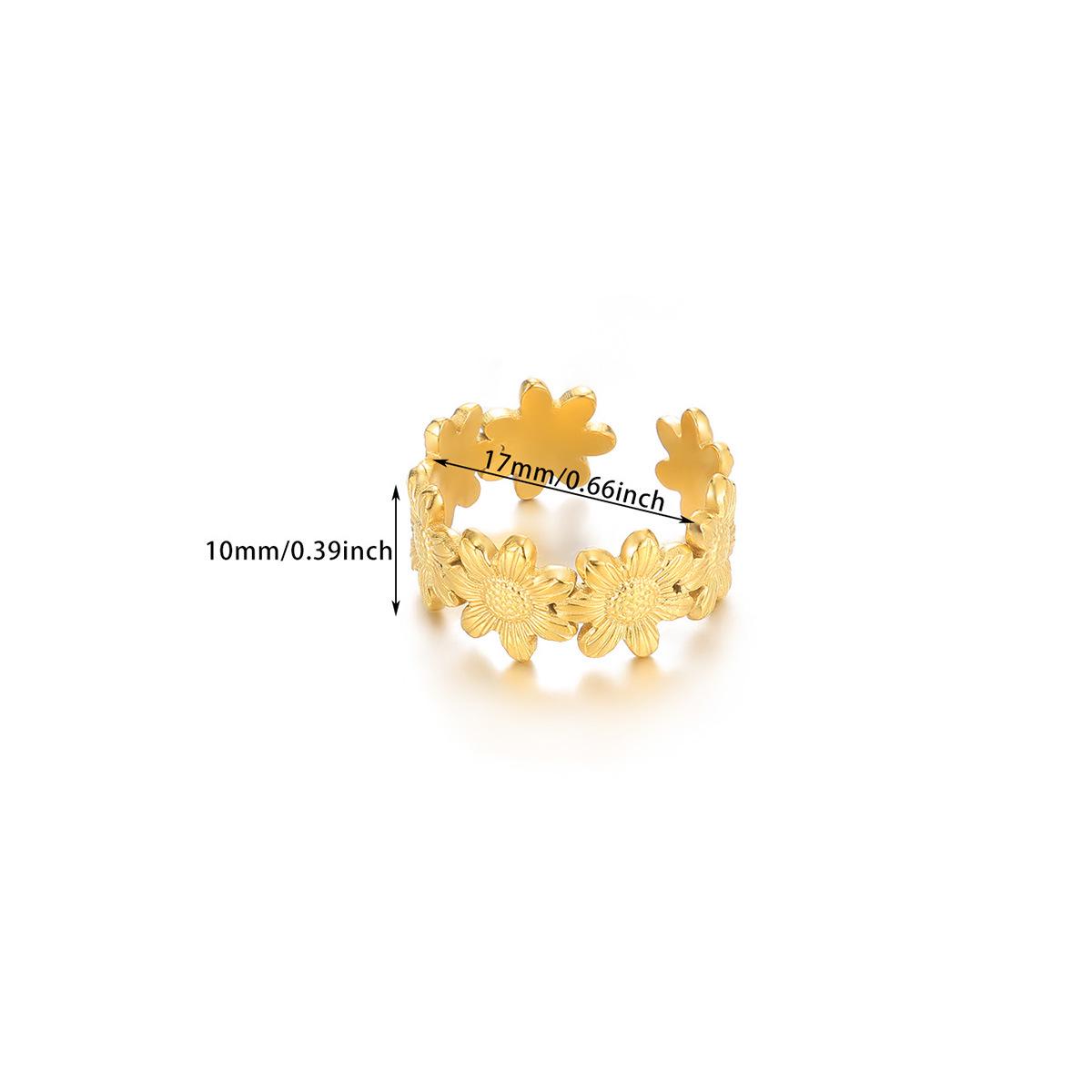 

Кольцо из нержавеющей стали с золотым цветком для женщин - Элегантные роскошные украшения для повседневной носки