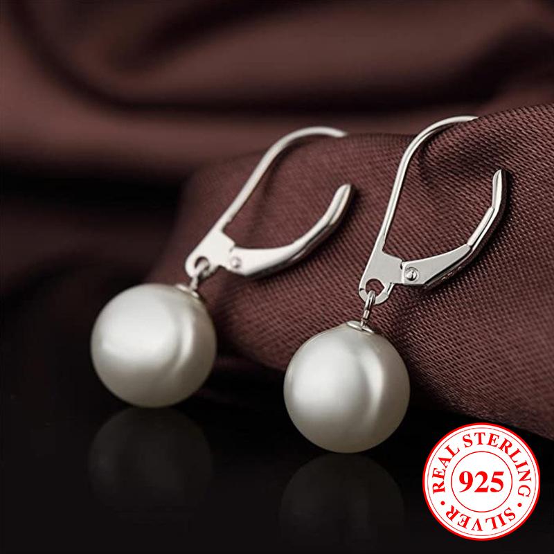 Echte S925 Sterlingsilber Mode Perlen-Ohrhänger für Damen Elegante Hochzeitsparty Schmuck Geschenke