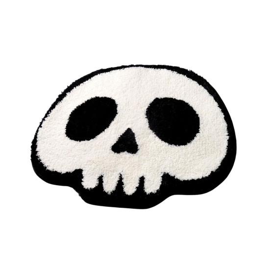 Halloween Welcome Doormat Half Circle Spider-Web Bat Skull Pumpkin Shape Floor Mat Non-Slip Entrance Mat for Front Door Porch Home Decoration