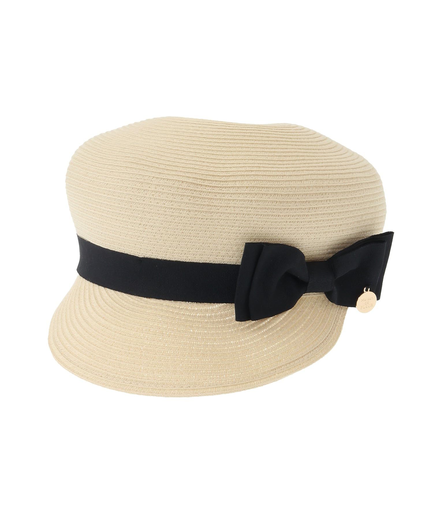 

[Maison de Fleur] Cap Grosgrain Ribbon Newsboy Cap for Women, Black