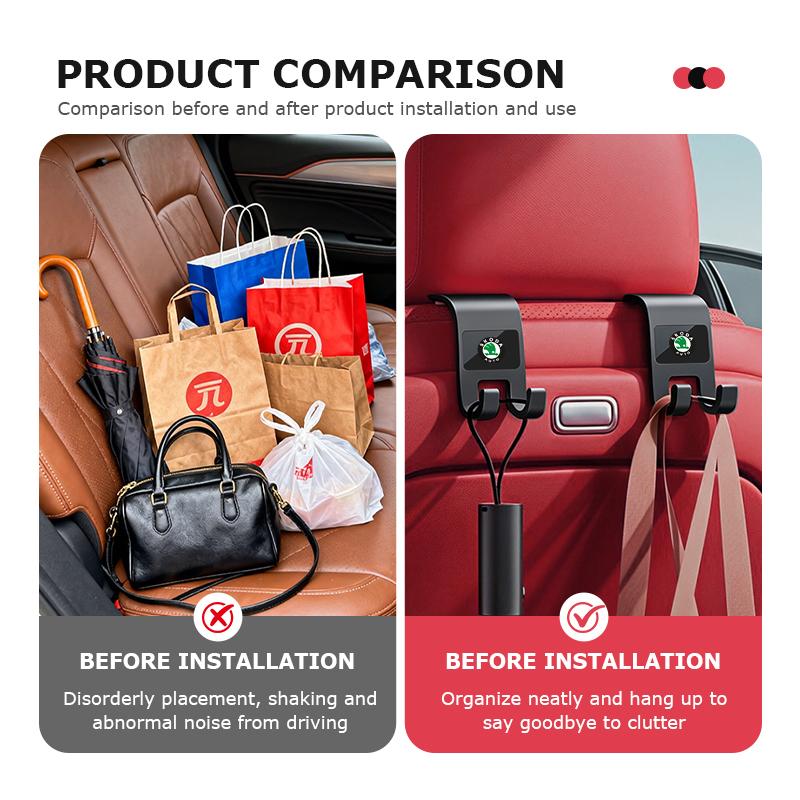 VIJT4 For Skoda Car Seat Back Hook Mobile Phone Bracket Handbag Hanger Interior Accessories Fabia Kamiq Superb Scala Enyaq-iV MK3