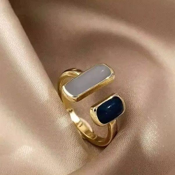 Korean New Adjustable Colorful Drip Glaze Ring Women Fashion Retro Geometric Gold Colour Metal Rings Wedding Jewelry Gift