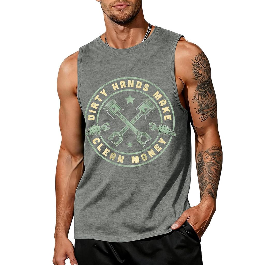 Men's Sleeveless Tank Top Casual Muscle Shirt Labor Day Graphic Print Workwear Summer Vest Gym Workout Tee