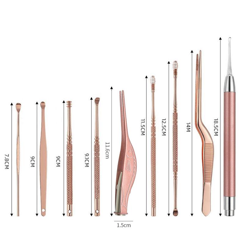 Ear Cleaning Kit With Led Light Ear Wax Removal Kit For Kids And Adults Earwax Spoon Digger & Tweezers Ear Cleaning Tool Set