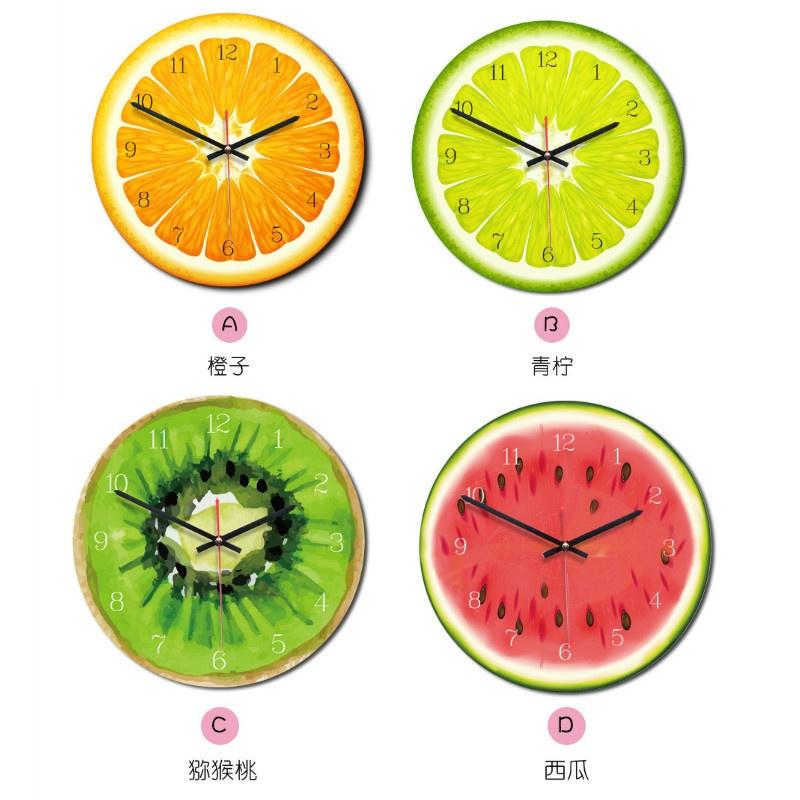 Relógio de Parede Criativo 11 Polegadas Desenho Animado Frutas Relógio Quarto de Crianças Decoração de Parede Colorido Parede Presente Único