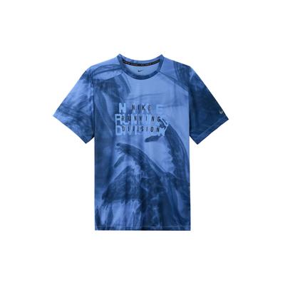 Dri-FIT Run Division Rise 365 Logo Tie-Dye Print Rundhals-T-Shirt Herren Tops Blau FB6880-450