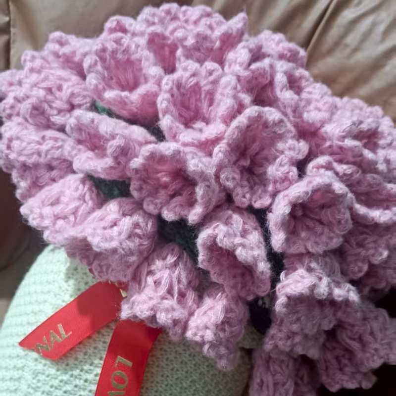 Handmade Rose and Lily Crochet Flower Blanket - Acrylic Yarn