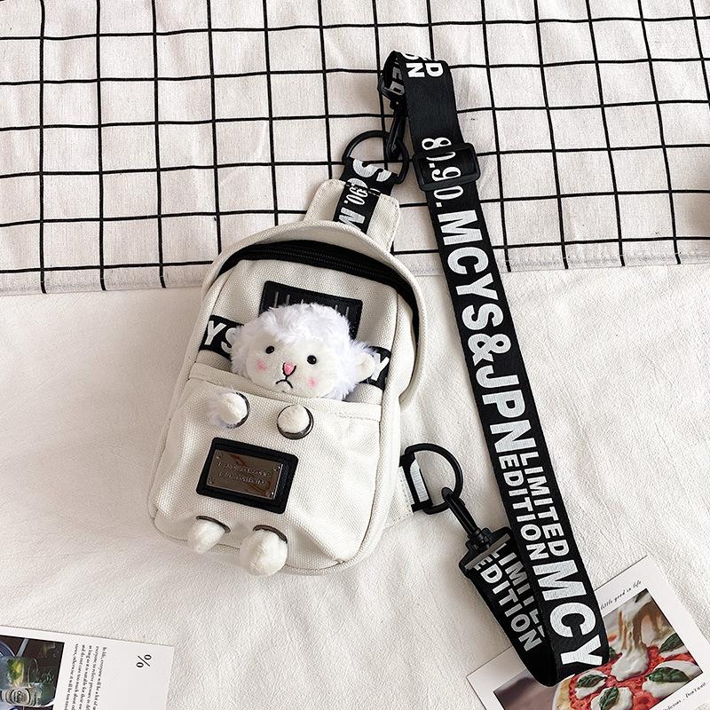 Cute Small Bag Women's New Internet Celebrity Versatile Canvas Crossbody Breast Bag Trendy Cool Female Student Shoulder Bag