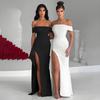 Women Sexy Strapless Off Shoulder Backless Slit Long Bodycon Dress