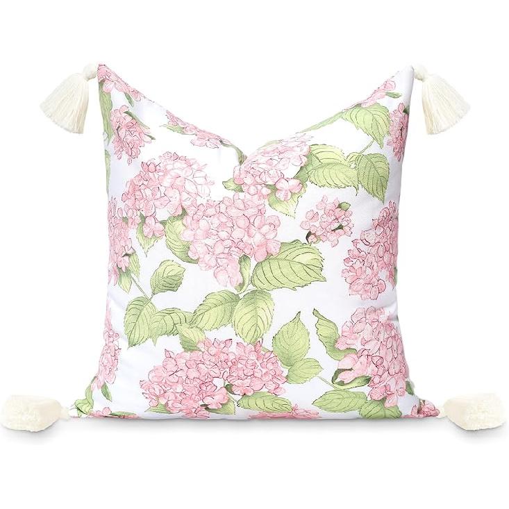 Hofdeco Premium Coastal Patio Indoor Outdoor Scalloped Lumbar Pillow Cover Only, 12"x20" Water Repellent for Backyard, Couch, Green Embroidered