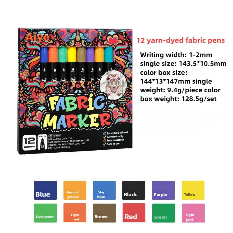 12/24pcs/set Color Fabric Marker Pen Washable Markers Markers Set  School Supplies Art Supplies for Artist
