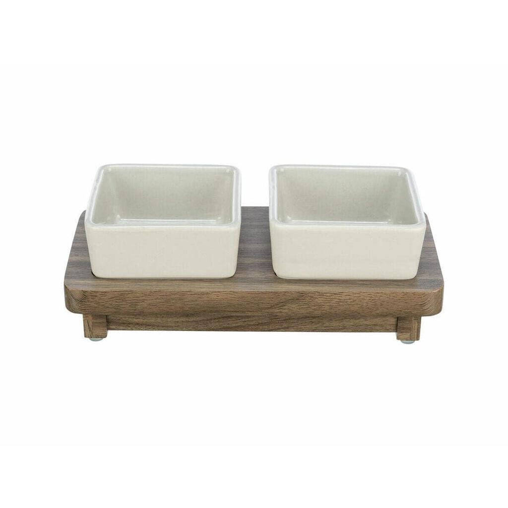 Set comederos CityStyle, cerámica/MDF 2×0.2l/10×10
