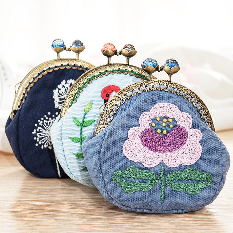 Handmade Suzhou Embroidery 3D Kiss Lock Purse DIY Kit - Ancient Korean Style Coin Bag