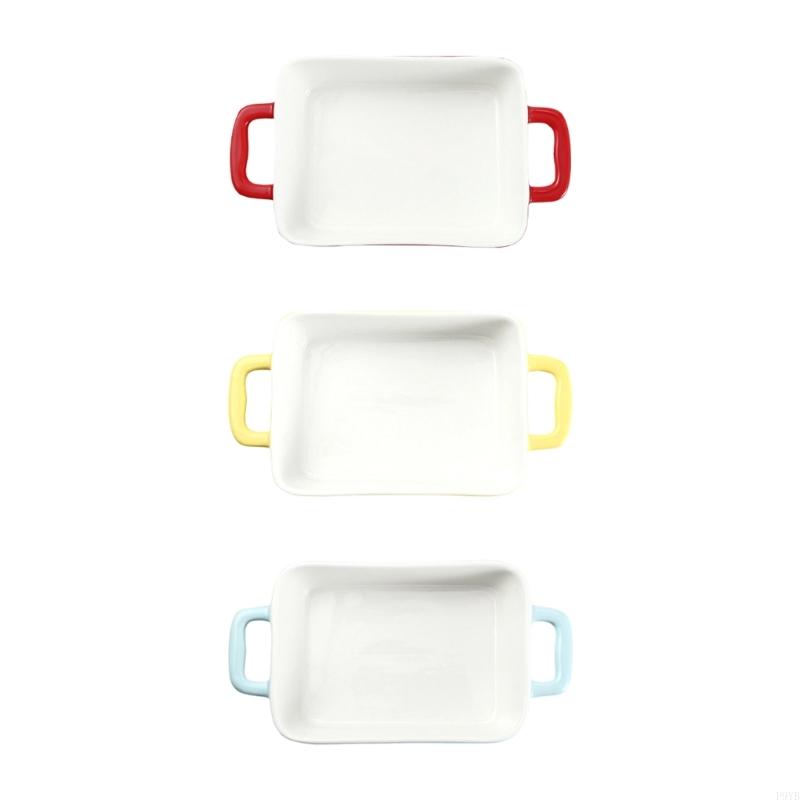 Microwave Safe Ceramic Baking Dish For Oven Cooking And Cake Making In Red Yellow Blue P9YB