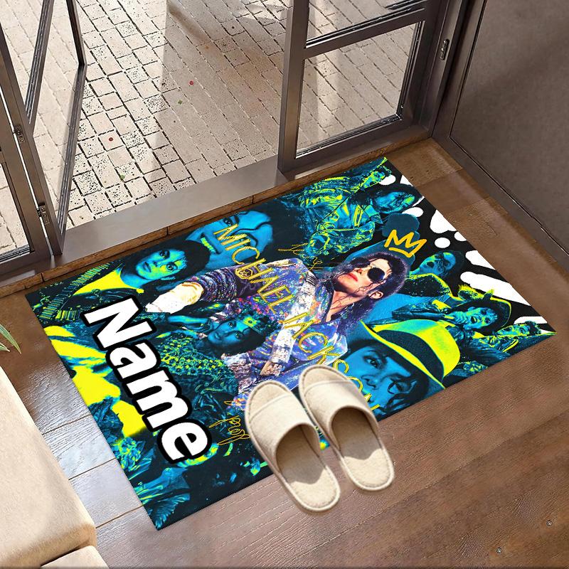 Custom Name Personalized Michael Jackson Print Carpet, Versatile Home Decor Rug, for Playroom, Apartment, Balcony, Entryway, Hallway Gift
