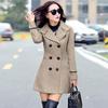 Women Wool Double Breasted Coat Elegant Long Sleeve Work  Fashion Jacket