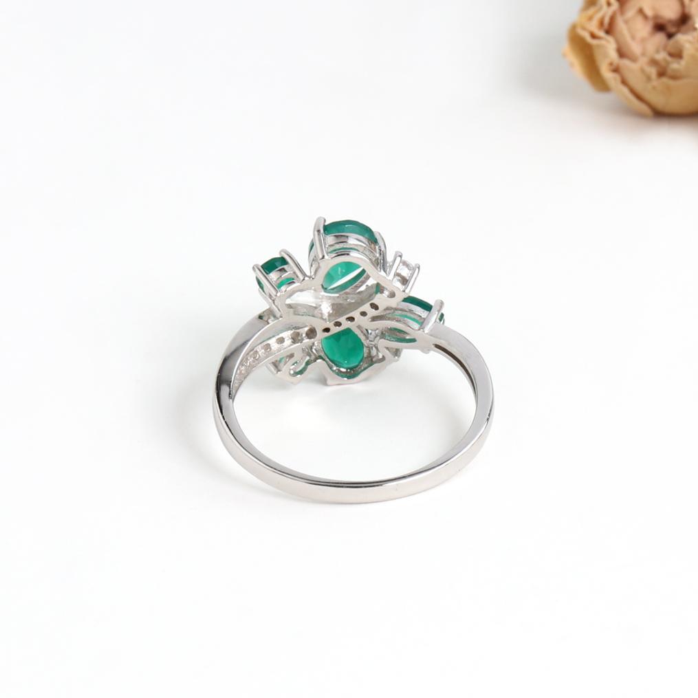 Exquisite 925 sterling silver ring Natural Green agate real gemstone fine jewelry for women's wedding proposal gift