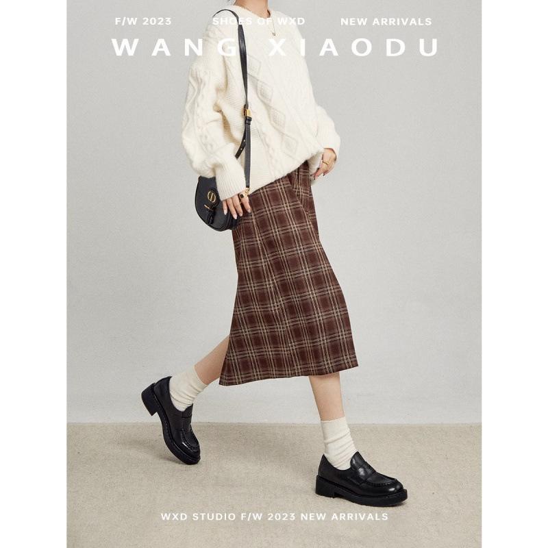 

Wang Xiaodu genuine leather thick heel thick-soled tire cowhide one-pedal commuter small leather shoes 40