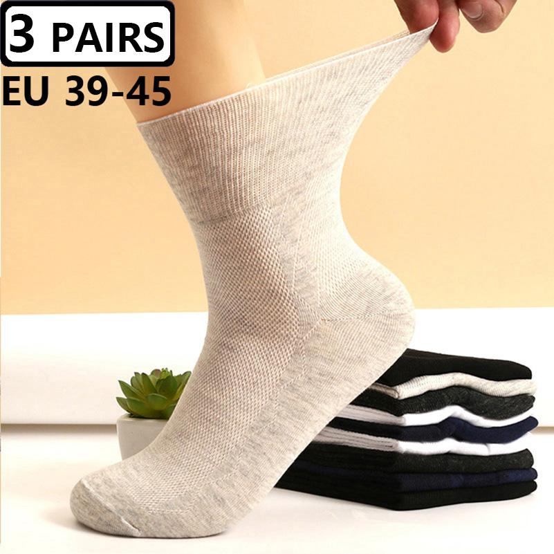 3 Pairs/lot Men's Large Socks Plus Big Size EU48,49,50 All-match Casual Business Anti-Odor Men Socks Sox Meias Calcetines Hombre