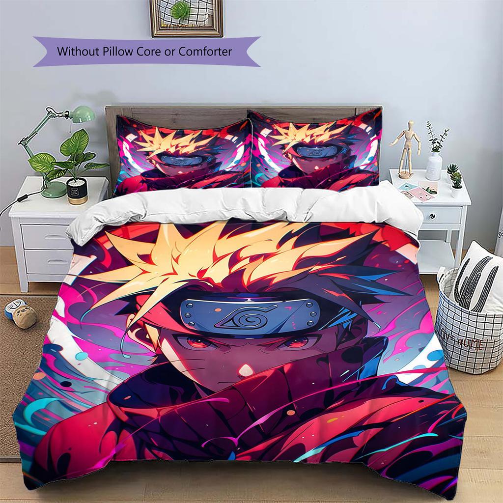 Naruto Uzumaki Patterned Pillowcase & Duvet Cover Set Anime Art Printed Bedding for Bedroom Decoration Best Gift Choice.-TING
