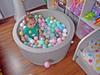 Dry pool 130x30cm light gray with 600 balls: transparent, white, gray, powder pink