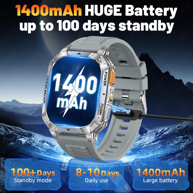 AK103 Outdoor Smart Watch Bluetooth Call Heart Rate Blood Oxygen Multi-Sport Smartwatch Black