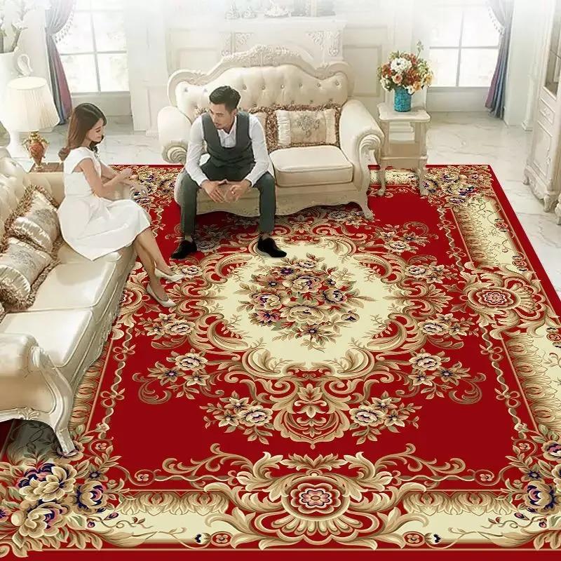 European Retro Large Rugs for Living Room Home Decoration Luxury Bedroom Carpet Washable Sofa Table Mat High-end Cloakroom Rug