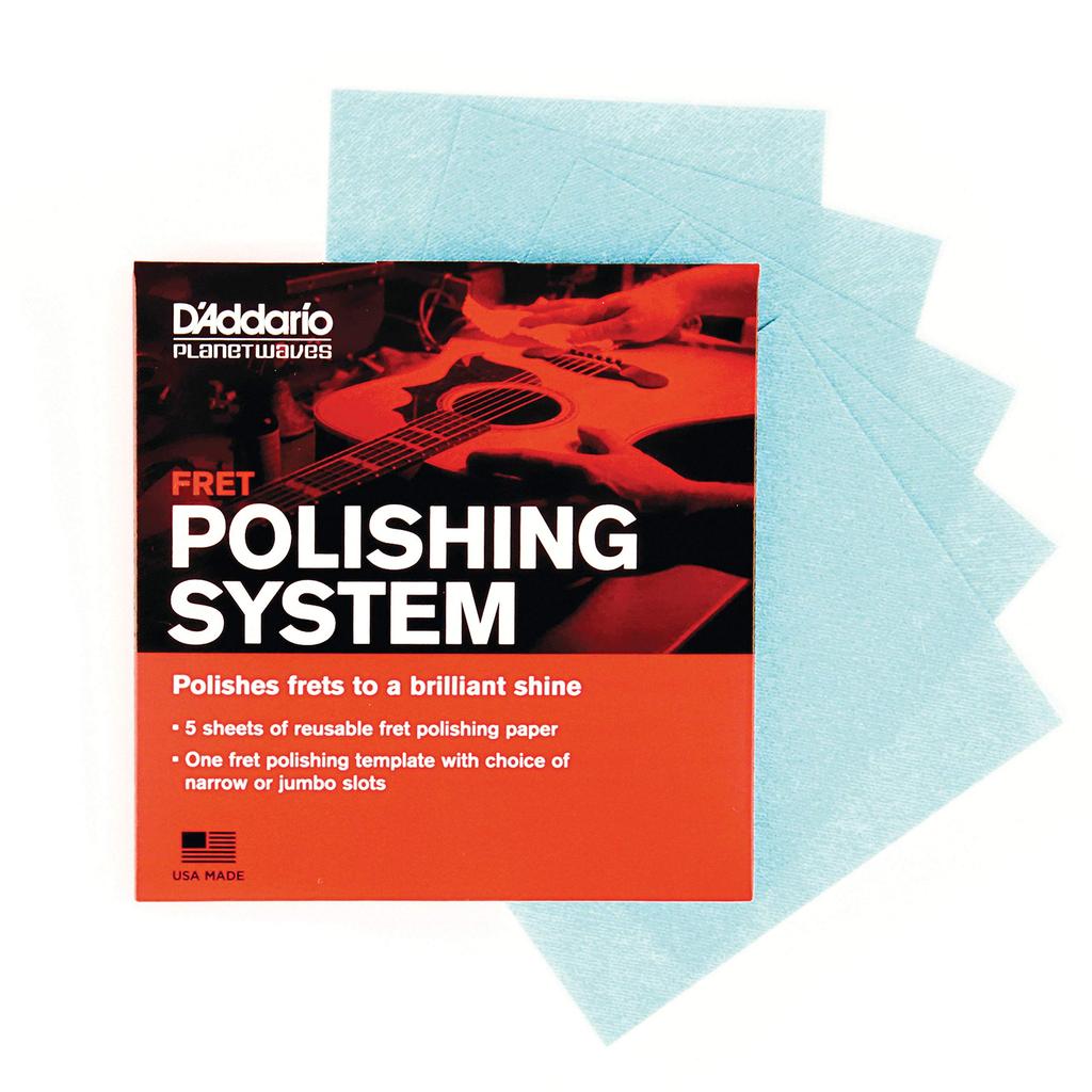 Fret Polishing System sheets of polishing paper and fingerboard cover D'Addario PW-FRP (5 template)