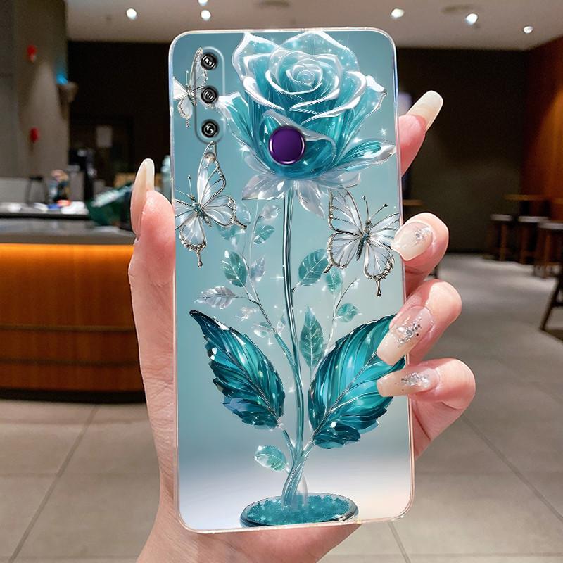 For Huawei Y6p MED-LX9 MED-LX9N Cover Huawei Y6p 2020 Case Luxury Fashion Butterfly Flowers Clear Soft Silicone TPU Phone Case