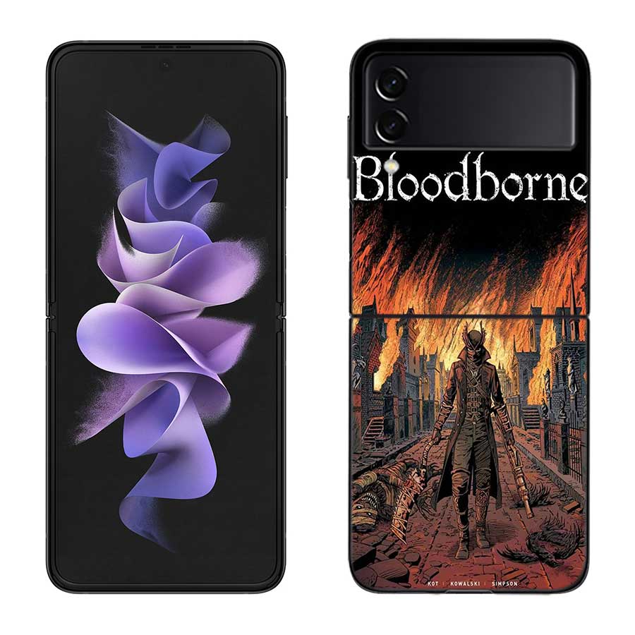 Game Bloodborne Phone Case For Samsung Z Flip 7 6 5G Galaxy Z Flip 5 4 3 Black Hard Cell Cover Luxury PC Shell Coque