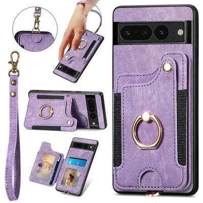 Flip Leather Wallet Card Holder Phone Case for Google Pixel 8 Pro 7 Pro 8A 7A 6A Shockproof Kickstand Back Cover with Wrist Strap