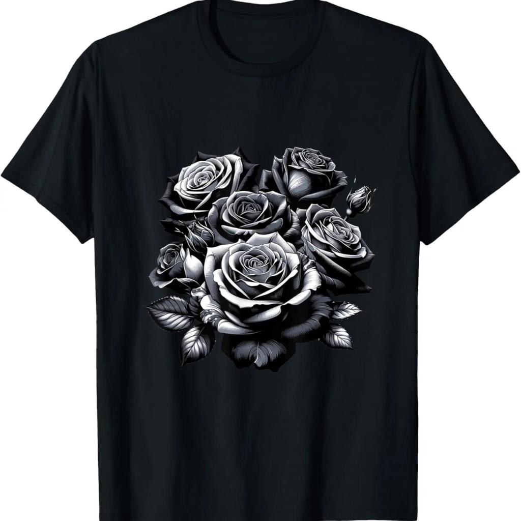 Black Roses Gray Rose Dark Flower Romance Floral T-Shirt