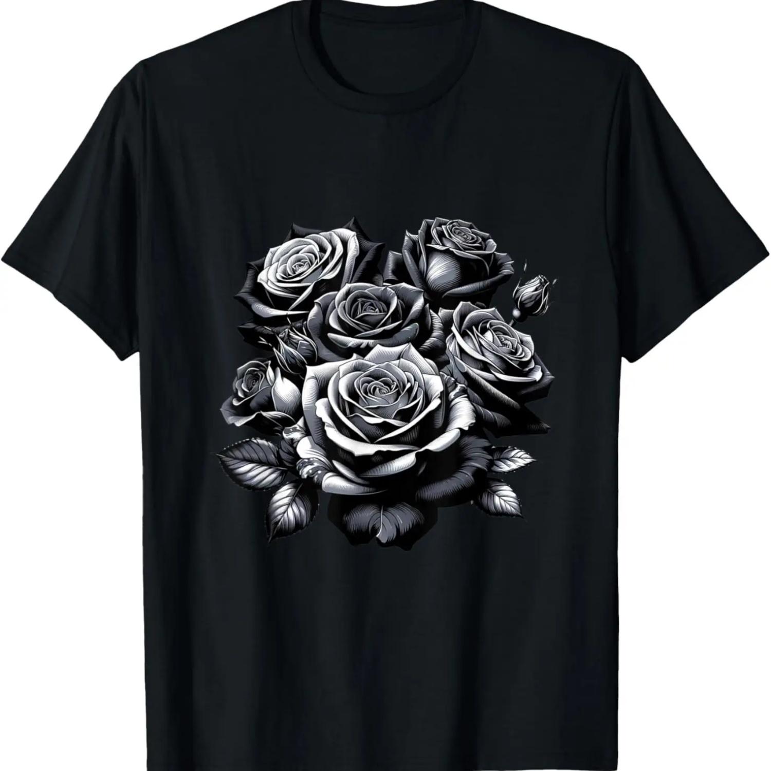 

Black Roses Gray Rose Dark Flower Romance Floral T-Shirt XXXXXL