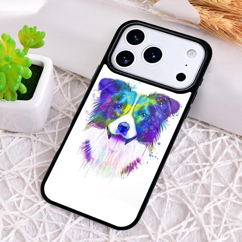 Border Collie Watercolor Phone Case for iPhone 17 Air 16 15 11 12 14 13 Pro Max Shockproof Cover