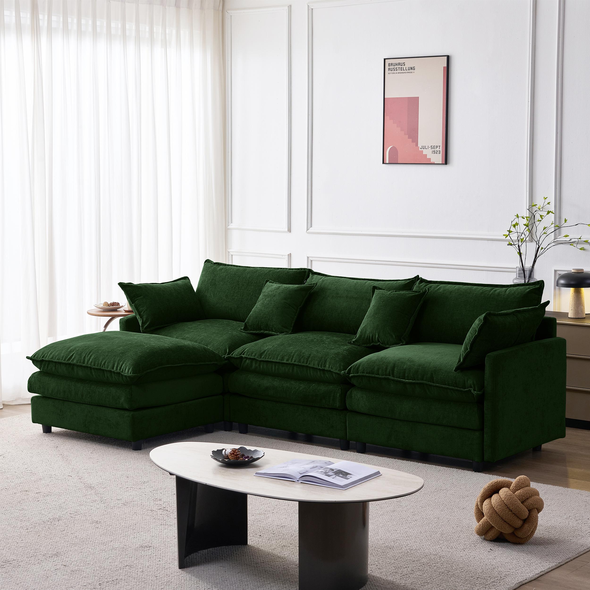 Modular Corner Sofa Made of Chenille