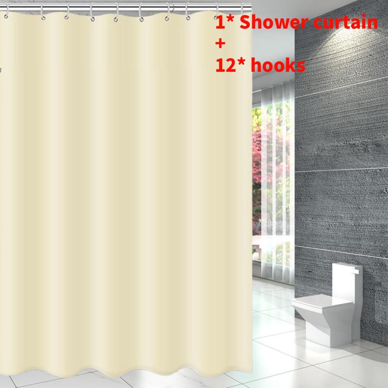 Waterproof Color Solid Polyester Shower Curtain Hooks Set For Bathroom Decor