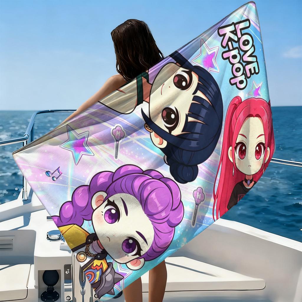 1pc Love K-pop Cartoon Beach Towel Quick-drying Small To Large Towel Suitable for Beach Vacation Pool Summer Funny Gift for Kids