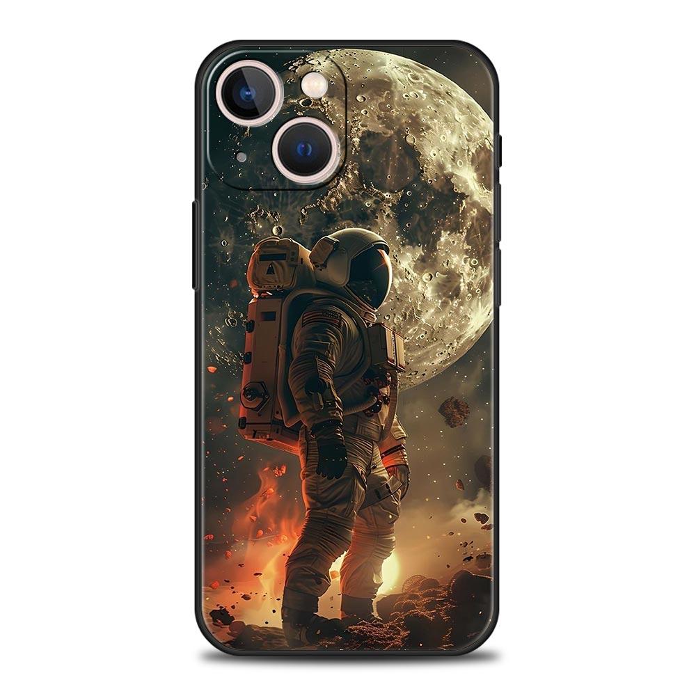 Moon Galaxy Universe Phone Case For iPhone 17 16 15 Pro Max 11 12 13 14 7 8 Plus SE 2020 X XR XS Cover Soft Black