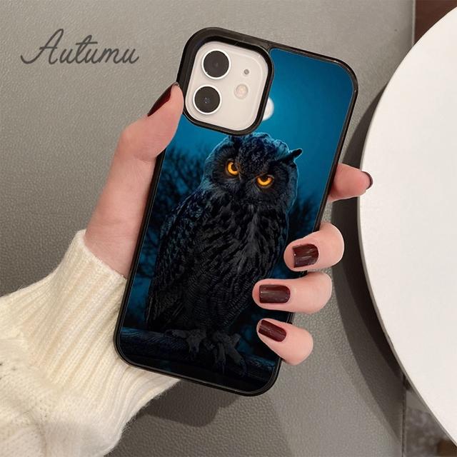 Zvierací Sova čierny Silikónový Kryt na Telefón pre iPhone 11 12 13 14 Pro Max mini XR XS SE 2020 6S 7 8 Plus Samsung Galaxy S21 S22 Kryt