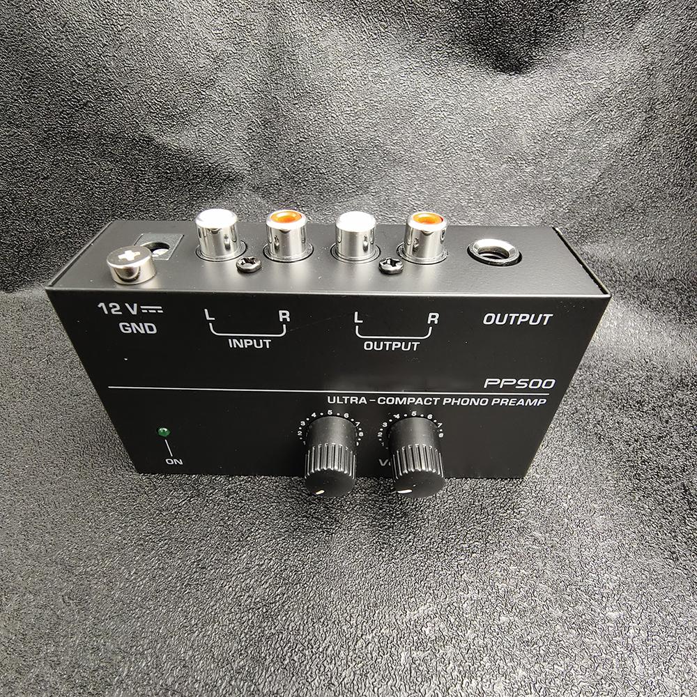 PP500 Ultra-Compact Phono Preamp with Treble Balance Volume Adjustment -Amp Turntable Preamplificador with EU US Plug