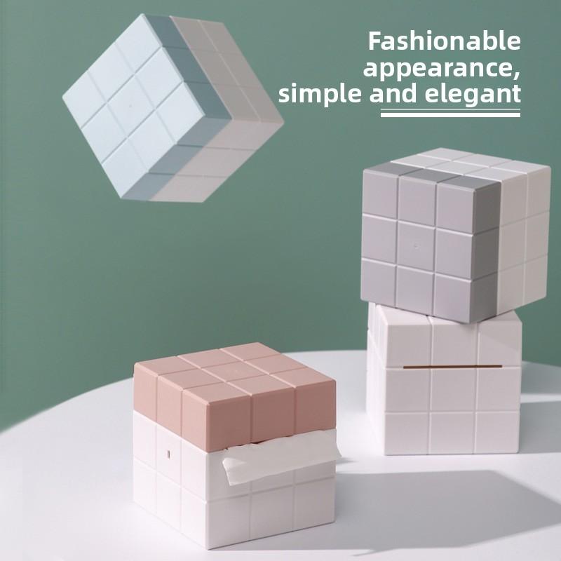 Modern Minimalist Creative Cube Tissue Box With Plastic Material For Living Room And Bathroom Use