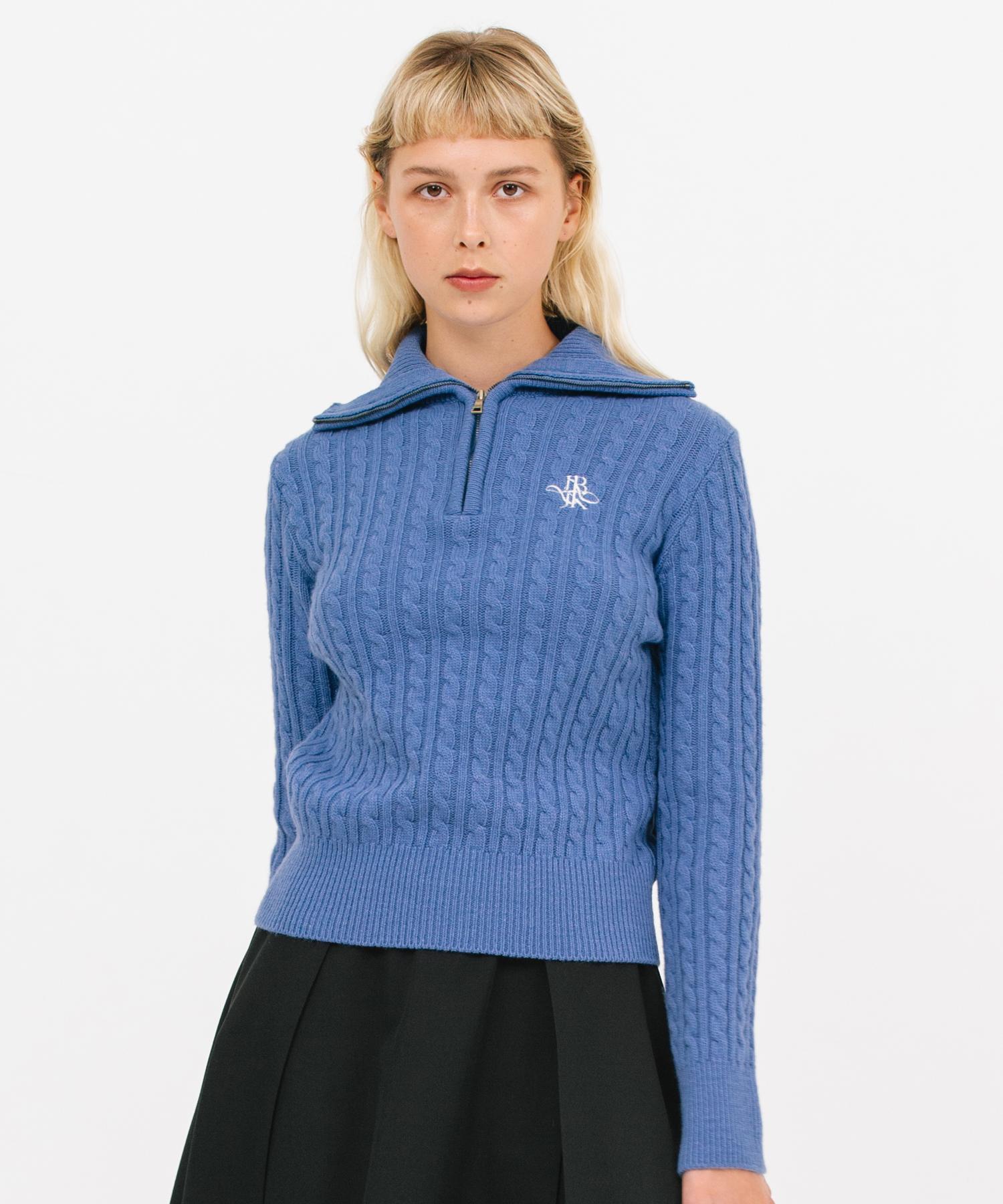 Jun By Jun K Jk Half Zip Cable Knit_Blue F